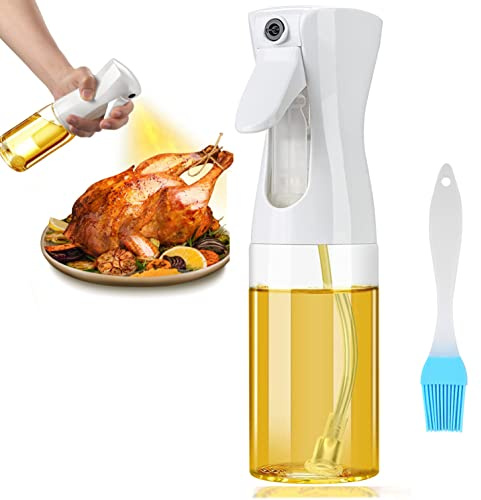 DDSHUN Botella pulverizadora de aceite con cepillo, dispensador de rociador de cocina, 200 ml, pulverizador de aceite recargable, para freidora de aire, cocina, ensalada, hornear, freidora de aire,