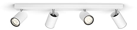 PHILIPS myLiving Kosipo 4-er Deckenspots (4 x 5,5 W), elegante Deckenleuchte mit 4 flexiblen Spots, GU10 Leuchte ohne Leuchtmittel, weiß
