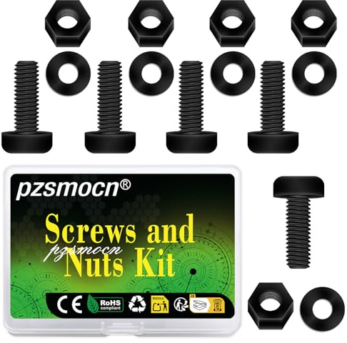 pzsmocn 300 Piezas/100 Juegos M3*12mm Plástico Tornillos Cabeza Redonda | Negro Tamaño Conector, Tuerca Estándar Conexión, Hexagonal Electrónico Pi, Arandela Cable Terminal, Aislante Hilo Alojamiento