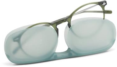 Nooz - Lesebrille - Vergrößerte Lupenbrille - Presbyopie-Brille Für Herren und Damen - inklusive kompaktem Etui - Ultraleichter - Runde Form - Khaki - +1,5