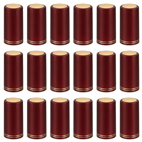 PATIKIL PVC Heat Shrink Cap with Tear Tab for Wine Bottle, 120 Pcs 30x60mm Wine Shrink Wrap Seals Sleeves Caps Shrink Top Cover Double-Lines for Wine Cellars Home Kitchen Use, Red