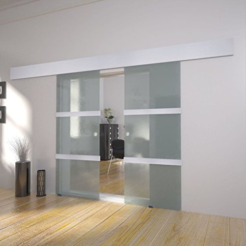 ARKEM Doppelschiebetür Glas TüRblatt SchiebetüR GlastüRen FalttüRen TüRen Mit Zarge SchiebetüR Glas GlasschiebetüR Komplettset