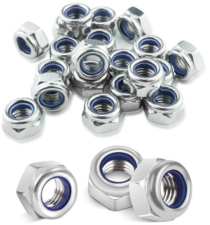 90PCS Locknut Assortment, Stainless Steel Lock Nuts M5 M6 M8 Locknuts with Nylon Insert Assorted Locking Nut Threaded Inserts Hex Nut Set