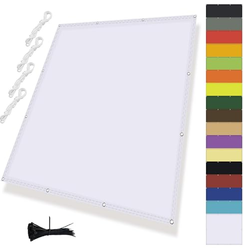 MENGH Sonnenschirm Segel,Balkonverkleidung mit Seil,Sonnensegel Wasserdicht mit ösen,Sonnenschutz Rechter Winkel SchutzDeko für Balkongeländer, Terrasse & Garten Weiß 1.4x1.4m