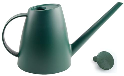 LOYUYU 1.8L Plastikgießkanne Kleine leichte niedliche Indoor Outdoor Gartenpflanzen, Gießkanne mit Duschkopf Dunkelgrün