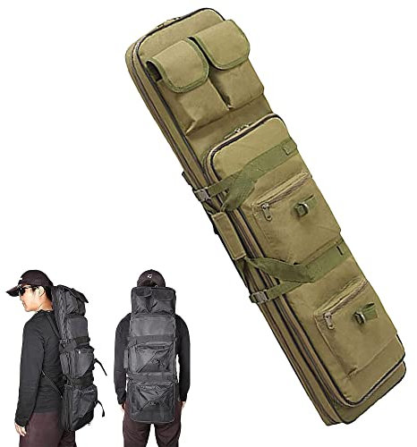 ANSNOW Gewehrkoffer Langer Gewehrkoffer Weicher Doppelgewehrrucksack Taktische Waffentasche Schusswaffenaufbewahrung Und -Transport Gewehrwaffentasche Für Die Jagd Und Das Schießen/Grün/120Cm