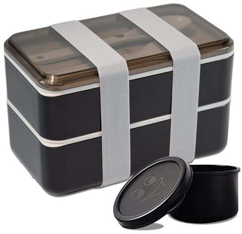 Cylogia Lunch Box 1400ml 2 Layer Bento Box for Women Men Kids Leak Proof Stackable Food Storage Container with Cutlery Set Meal Prep Container BPA-Free & Dishwasher/Microwave Safe