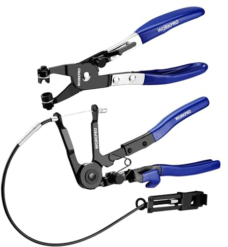 WORKPRO 2-Piece Hose Clamp Pliers Set, 27 Flexible Hose Clamp Plier & Flat Band Hose Pliers Removal Tool for Car Coolant Hose, Water Pipe
