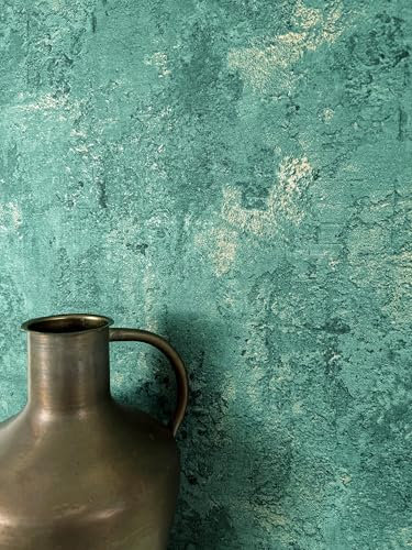 NEWROOM Papier peint Bleu Pétrole Enduit Intissé - Moderne Or Aspect Pierre Texture Glamour