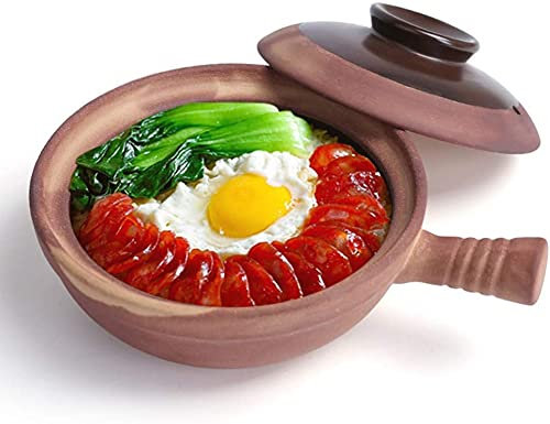 FHPEWXDG Ceramic Casserole Earthen Pot Casserole Dish Single Handle 1 L Unglazed Casserole, High Temperature Resistance, Household Clay Pot, Ideal for Classic C