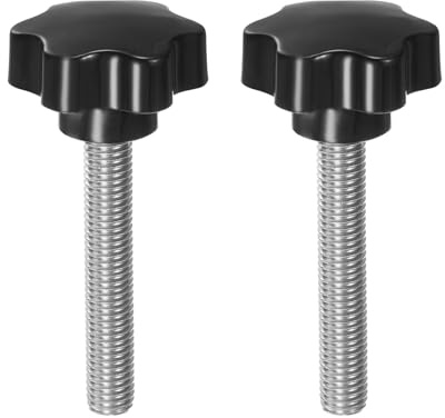 QUARKZMAN 2 Stück Rändelschrauben mit Sterngriff M12 x 80mm x 46mm Sterngriffschraube Kunststoff Knopf Edelstahl 304 Gewindebolzen Klemmschraube Sterngriffmutter Klemmknopf für Maschine