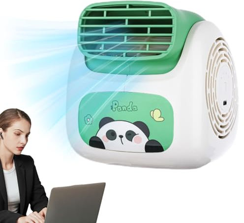 Duroecsain Ventilateur de climatisation portable, rechargeable, design panda, climatiseur pour chambre à coucher, climatisation pour petits espaces, voiture et personnel
