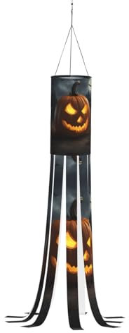 WCXTHGFA Windsack mit Halloween-Kürbis-Druck, vielseitig, charmante Outdoor-Dekoration für Herbst, Erntedankfest, Winter