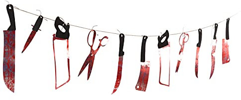 Lazyspace 12 guirnaldas sangrientas, cuchillos realistas fáciles de usar, suministros de decoración de fiesta de zombi de Halloween para fiesta de Halloween, regalos para Navidad