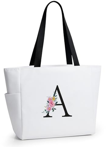 KALIDI Handtasche Damen A-Z Reißverschluss Schultertasche,Personalisierte Initialen Tragetasche Geschenke für Damen,Strand,Reisen,Einkaufen,Schule