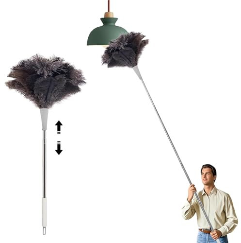 Madrigal 72 Extendable Feather Duster for Cleaning, Eco-Friendly Ostrich Feather Duster with Ergonomic Handle, Washable Long Handle Feather Duster for High Places, Home & Office Cleaning