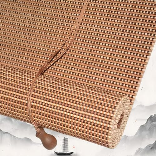 Eiauiuo Bambus Rollo Bamboo Blinds Jalousien aus Bambusseide und Baumwollfaden Bambusvorhang Raffrollo Sonnenschutz Sichtschutz Verdunkelungsf Seitenzugrollo für Türen und Fenster Dekorativ Trennwände