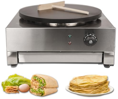 HAKKA Commercial Electric Pancake Maker & Crepe Maker, Adjustable thermostat, Easy to Clean Non-stick for Restaurants Pancakes, Crepes, Omelettes, Chapati, Roti, Cafes