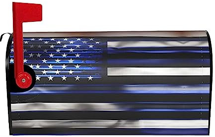 Coperta magnetica per cassetta delle lettere invernale, motivo: bandiera americana, colore blu americano, decorazione per la casa, 21 x 18 pollici, 25,5 x 21 pollici