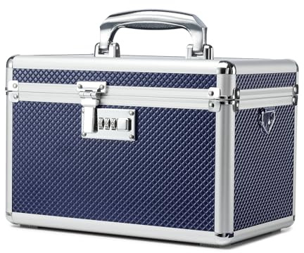 HEWEI WORKS Aufbewahrungsbox mit Zahlenschloss, abschließbare Medikamentenbox, leere Erste-Hilfe-Box, Sicherheitsbox, vielseitige abschließbare Box für Zuhause und im Freien (Blue, Medium)