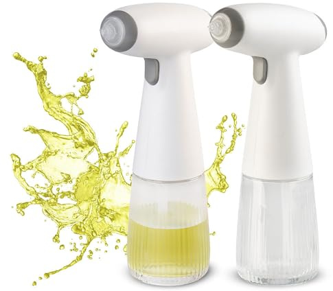 Rosenstein & Söhne Elektrischer Ölsprüher: 2er-Set Akku-Nebel-Sprühflasche, Öl & Essig, 180 ml, Echtglas, USB-C (Elektrische Ölsprüher Glas USB-C, Ölsprühflasche akkubetrieben, Spray)