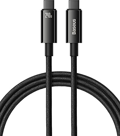 Baseus USB C auf USB C Kabel 240W 3M, PD 5A QC 4.0 Schnellladung USB C Ladekabel, Zinklegierung Typ C Kabel für iPhone 17/16/15/14/13/12, MacBook Pro iPad Air Mini Galaxy S25-20, Steam Deck