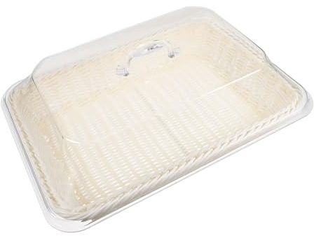 TIDTALEO Geflochtener Brotkorb zur Frischhaltung von Brot und Kuchen mit Transparentem Deckel aus Kunststoff und Acryl Großer Multifunktionaler Servierkorb im Lebensmittelgeschäft