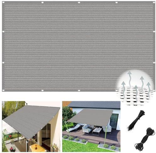 Vela ombreggiante per esterni, 4,1 x 5,3 m, resistente al vento e traspirante, protezione dai raggi UV, copertura quadrata per pergole, piante, balconi, colore grigio chiaro