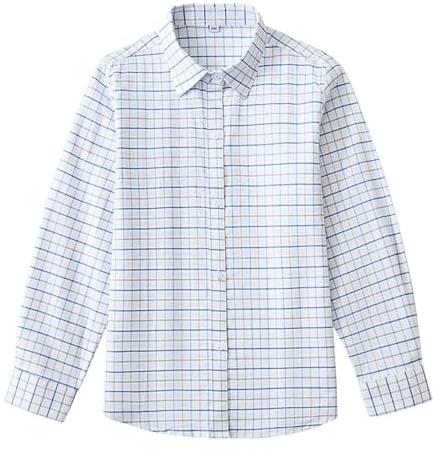 Teen Boys Plaid Shirts Button Down Long Sleeve School Shirt Mock Neck Pure Cotton Trendy Checked Tops Lapel Comfy Soft Formal Blouse (White, 9-10 Years)