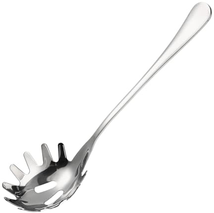 UKCOCO Cuillère à Spaghetti Acier Inoxydable 29 Cm Antiadhésive Bord Creux La Cuisine Maison Serveur De Pâtes Multifonction Pour Servir Spaghettis Et Nouilles