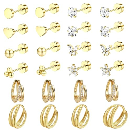 12 Paar Medizinische Ohrstecker Gold Chirurgenstahl Ohrringe Gold Titan Ohrringe Damen