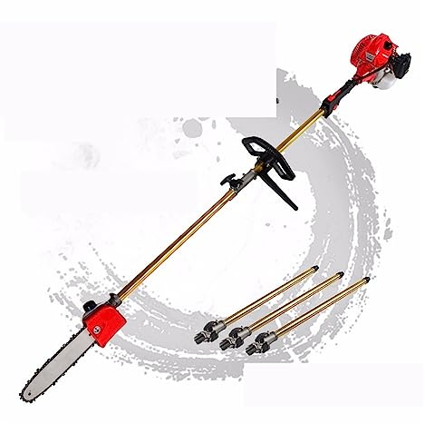 CUDTAPI Motosierra de Poste de Largo Alcance de 52cc, Poste telescópico, Motosierra de Gasolina, desbrozadora, podadora de árboles con 3 Postes Extensibles, Herramientas de jardín