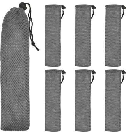 sourcing map 6 Pcs Pouch Bag Straw Carrying Cases, Portable Cutlery Sleeve Chopstick Case Utensil Bag for Home Travel Outdoor Storage Fork Spoon Chopsticks, L & Gray