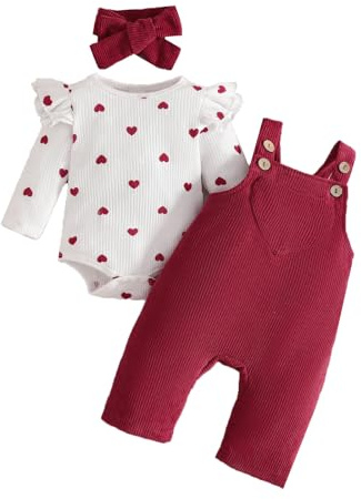 UUAISSO Vestiti per Neonate Top Floreali Tuta Orso Salopette Regolabile Tuta Set di Abiti