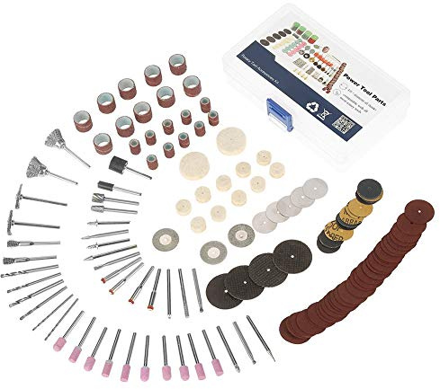 Kit de accesorios para herramientas rotativas, 141 piezas Mini amoladora eléctrica Accesorio Bandas de lijado Juego de cepillos de alambre para madera Metal Piedra Artesanía