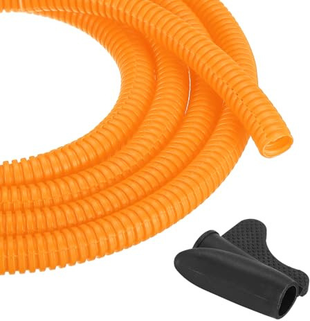 sourcing map 3/8 Inch 50ft Split Wire Loom Tubing, Flexible Cord Protectors with Installation Tool Cable Management Sleeve Conduits Cover for Office Home Electrical Automotive Wires, Orange