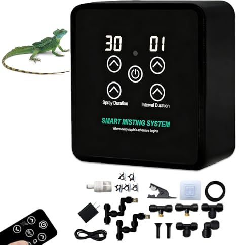 Brumisateur Terrarium avec Minuterie et Télécommande,Système de Brumisation Intelligent pour Reptiles,Humidificateur pour Reptiles,Système de Brumisation Terrarium pour Amphibiens,Plantes d'intérieur
