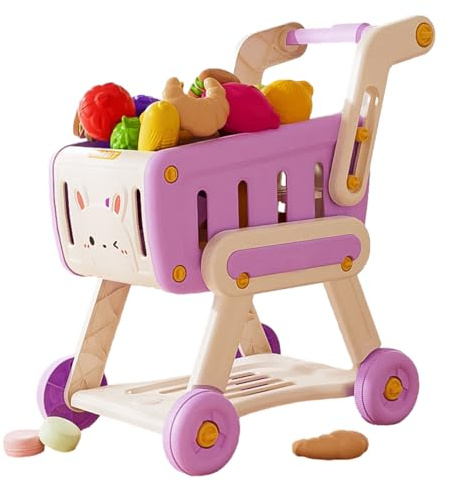 Panier D'achat pour Enfant – Chariot D'épicerie pour Faire Semblant De Jouer, Jouet Interactif pour Fruits Et Légumes, Ensemble De Rôles pour Les Tout-Petits | Garçons Filles De 3 À 6 Ans, Je