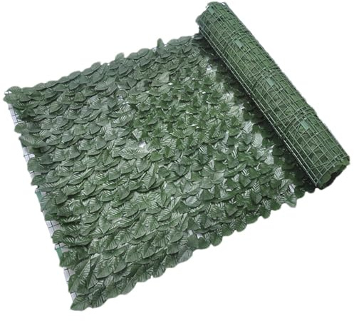 Recinzione per la privacy di artificiale, 50 x 200 cm, pannello di siepe verde, pannello con foglie artificiali, decorazione da parete per balcone e giardino, per privacy e miglioramento