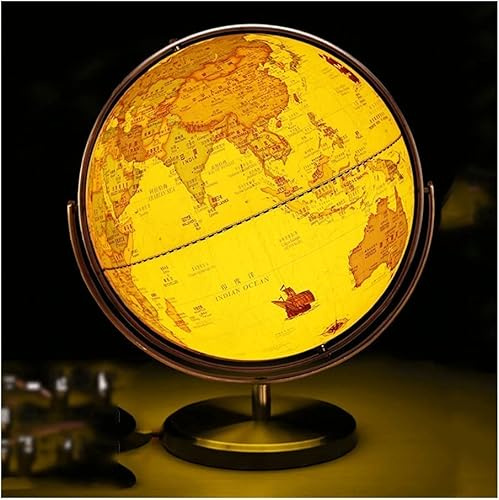 globi terrestri, Globo luminoso rotante a 720° con base in metallo for bambini adulti adatto for scrivania, ufficio, marcatura di testo chiaro(32cm Light)