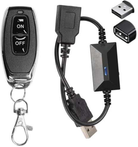 QIACHIP Interrupteur d'alimentation sans fil USB à télécommande CC 5V 12V | USB Mâle à Femelle avec Interrupteur télécommandé pour Bandes LED, Barre Lumineuse LED, Enregistreur de Conduite