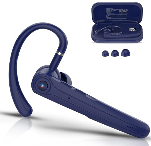 Bluetooth Headset V5.4 Wireless Freisprech Telefon mit CVC 8.0 und ENC Dual Mikrofon, Bluetooth Ohrhörer kabellos mit 25h Sprechzeit, 120h Standby Headset Handy für Autofahren Büro Business, Blue