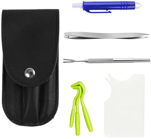 EVBOTGEE Pince à tiques kit 7 en 1 avec étui, Pince à tiques pour Humains, kit Pinces à tiques pour Animaux domestiques — Crochet Anti-tiques, Pince à tiques pour Chiens, Chats et Humains