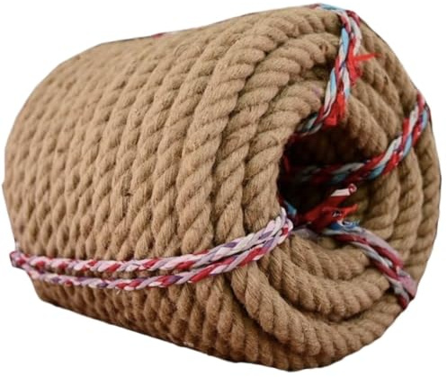 SUBLXPoten Cuerda Yute Natural Cordel de Yute Natural, Cuerda cáñamo 20mm x 5/10/20/40/50/100M for Manualidades, Plantas, jardín | 20mm x 5M