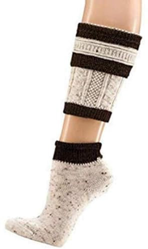 TippTexx 24 Herren Trachtenstrümpfe Loferl 2tlg Wadenwärmer + Socken (Natur-Tweed/Dunkelbraun, 43/46)