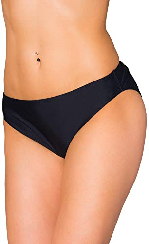 Aquarti Bragas de Bikini Mujer con Cintura Media – Braga Mujer Bikini Clásica en Colores Lisos, Negro, 44