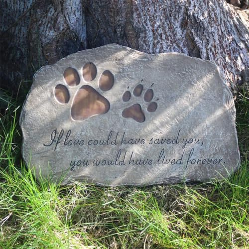 jinhuoba Paw Prints - Piedras conmemorativas para Perros y Mascotas, Marcador de Tumba para Perro o Gato, Pintado a Mano, Regalo conmemorativo para pérdidas, Regalos de condolencias para Perros o