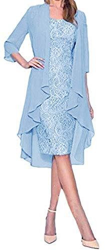 VEMOW Vestido Mujer Moda Dos piezas Encantador Color sólido Madre deColor sólido la novia Cordón Vestidos OtoñO Summer(Azul,2XL)