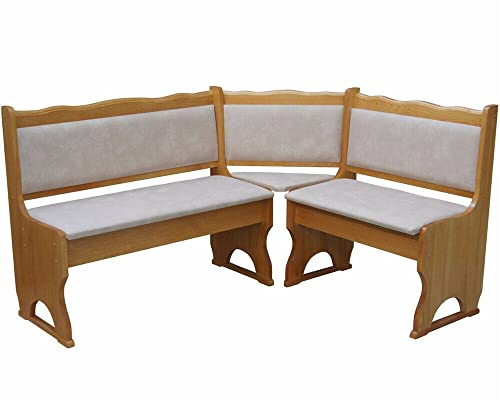 k koma Polster Eckbank Kiefer Holz, Alder Farbe mit Polsterung MASSIVHOLZ - NEU ÖKOLEDER BEIGE II (100 x 160)
