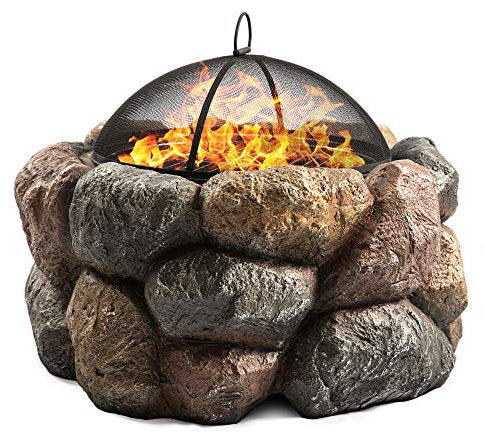 Homeology SEYCHELLES Grand Garden & Patio Heater Fire Pit Brazier and Barbecue with Eco-Stone Finish